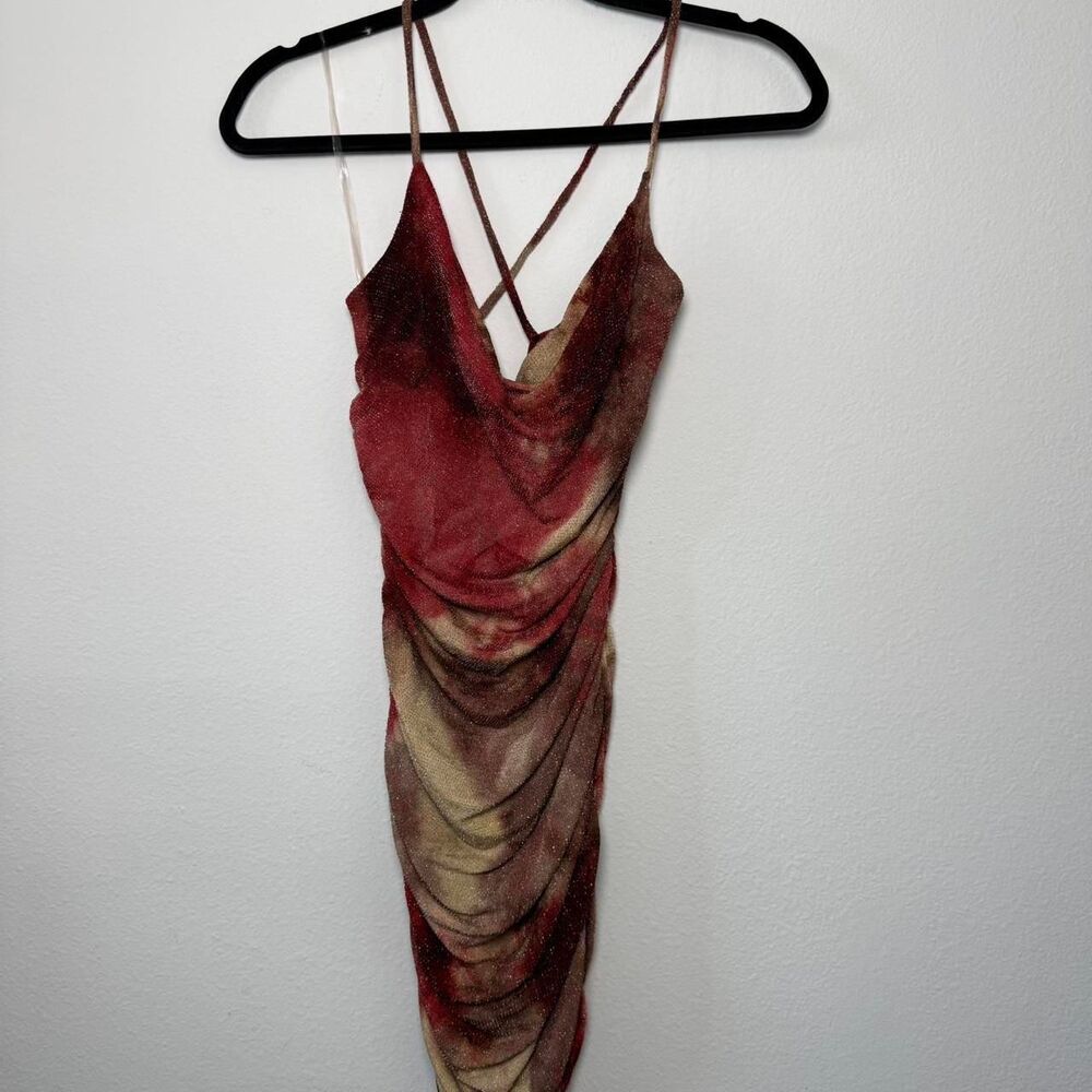 Vintage fashion magazine Red and gold sparkly dress  D15